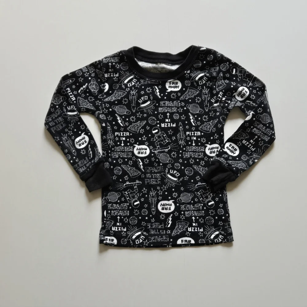 Carter's/Kids Black Graphic Long‎ Sleeve Shirt and Pants Pajama Set /Size 3t